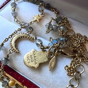 Beguiling KARMA AND LUCK long lariat necklace gold over .925 sterling silver